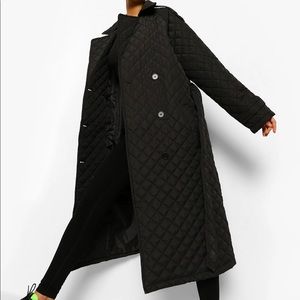 Belted Quilted Longline Puffer Jacket